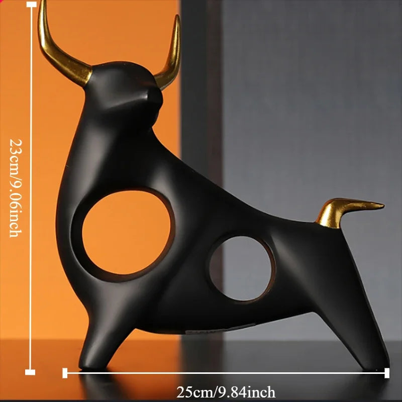 Cattle Statue Ox Home Decor Living Room Bull Sculpture Wine TV Cabinet Ornament Crafts Abstract Animal Figurine
