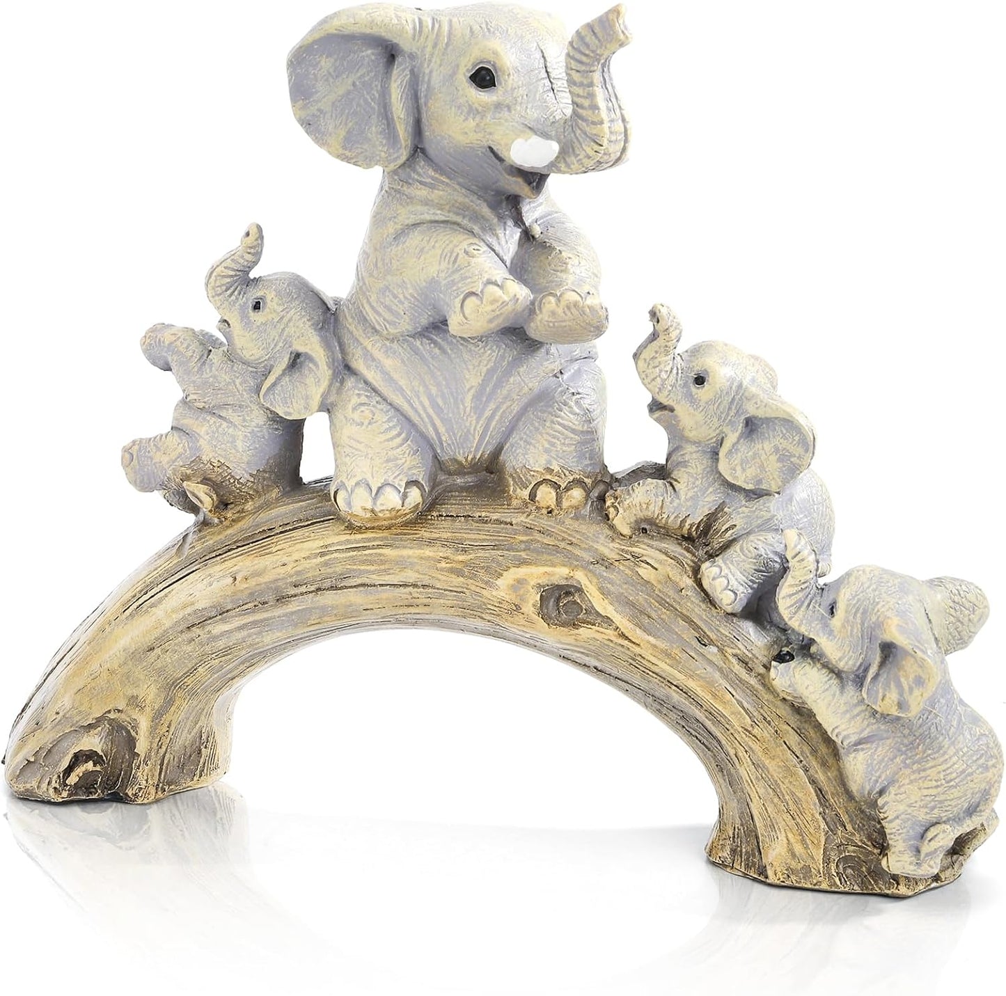 Elephant Statue Home Decor, Cute Resin Elephants Figurine, Good Luck Elephant Gift for Women Mother'S Day, Rustic Elephants Shelf Ornament Trunk up for Living Room Bedroom Office