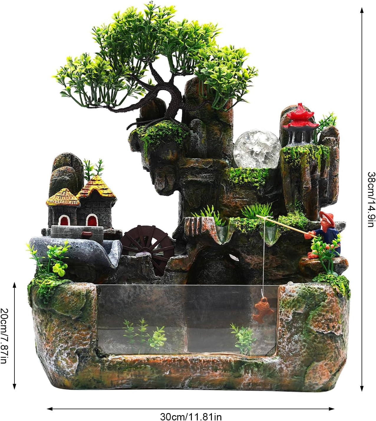 Tabletop Fountains Indoor Relaxation Desktop Fountain Waterfall, Water Fountains Indoor Waterfall Feature with Automatic Pump, Desktop Waterfalls for Home Office Bedroom Desk