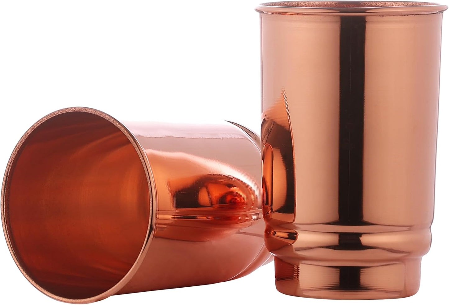 Copper Tumbler Set of 2 - Pure Copper Drinking Tumbler for Water, Ayurvedic Copper Tumbler for Daily Use, Glossy Finish, 11.83 Oz (350 Ml)
