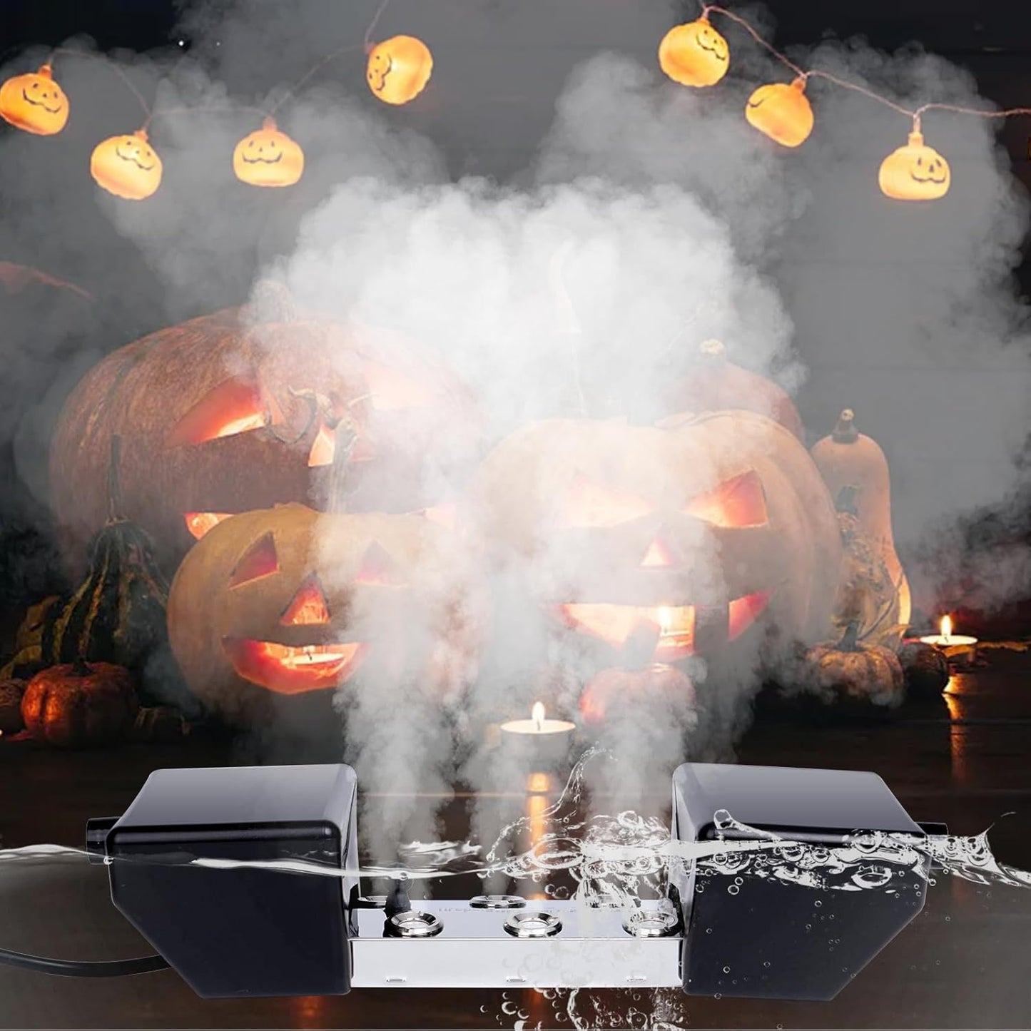 Ultrasonic Mist Maker 6 Head, 4500Ml/H Pond Fogger with 250W Power Supply, Buoy, Replacement Discs, for Pond, Garden, Rockery, Greenhouse,Mushroom Halloween Decoration (6 Heads)