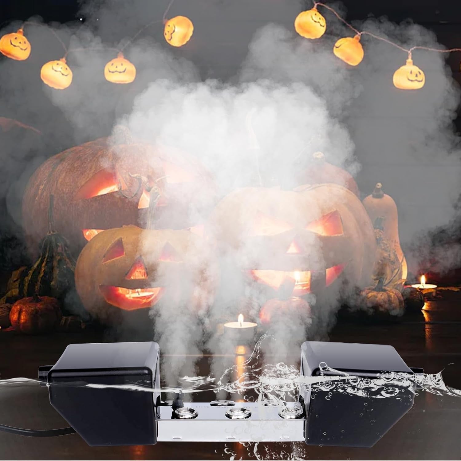 Ultrasonic Mist Maker 6 Head, 4500Ml/H Pond Fogger with 250W Power Supply, Buoy, Replacement Discs, for Pond, Garden, Rockery, Greenhouse,Mushroom Halloween Decoration (6 Heads)