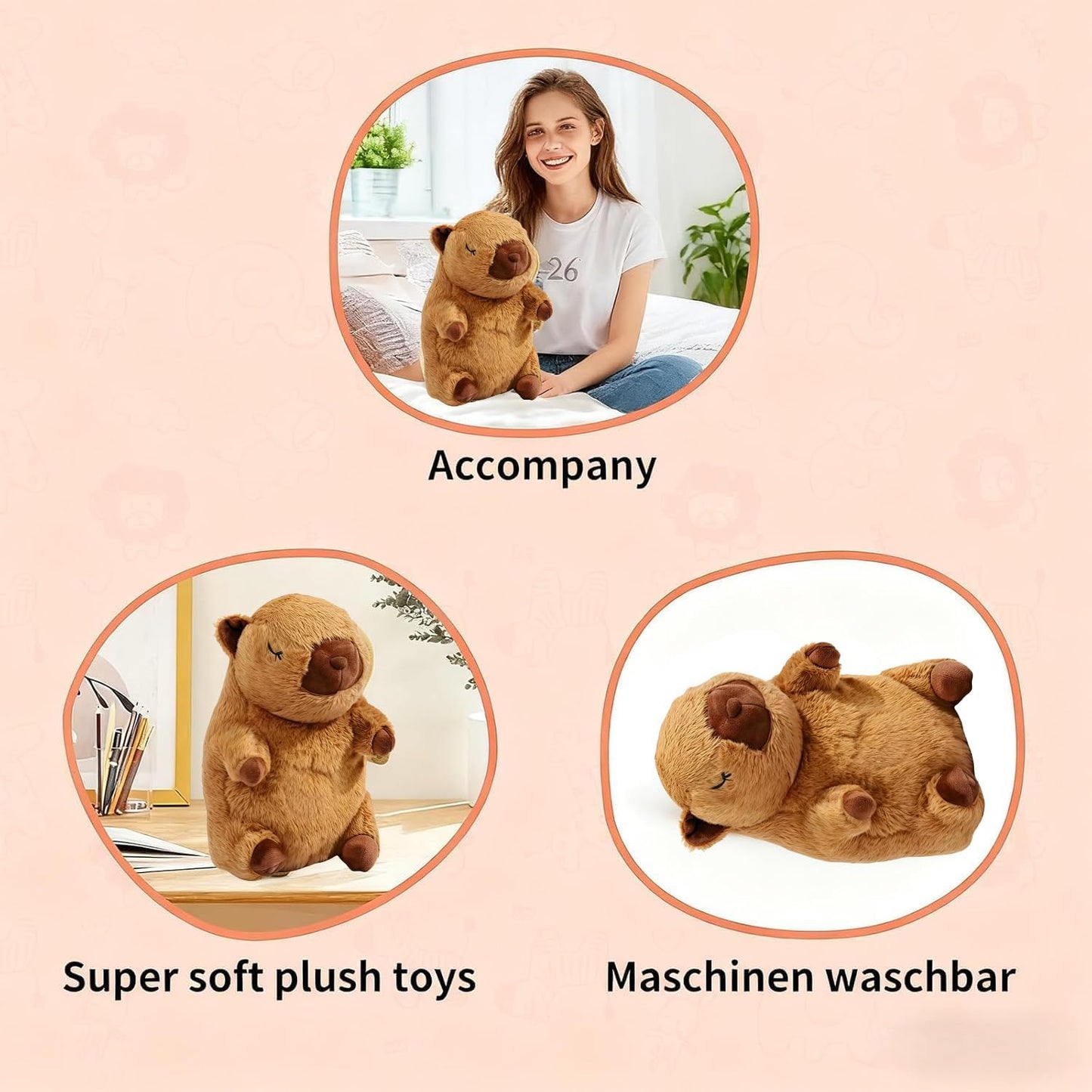 Breathing Stuffed Animal, Breathing Plush, Simulated Breathing Sounds, 4 Gear Adjustment, Volume Control, Portable Plush Toy with Music & Lights