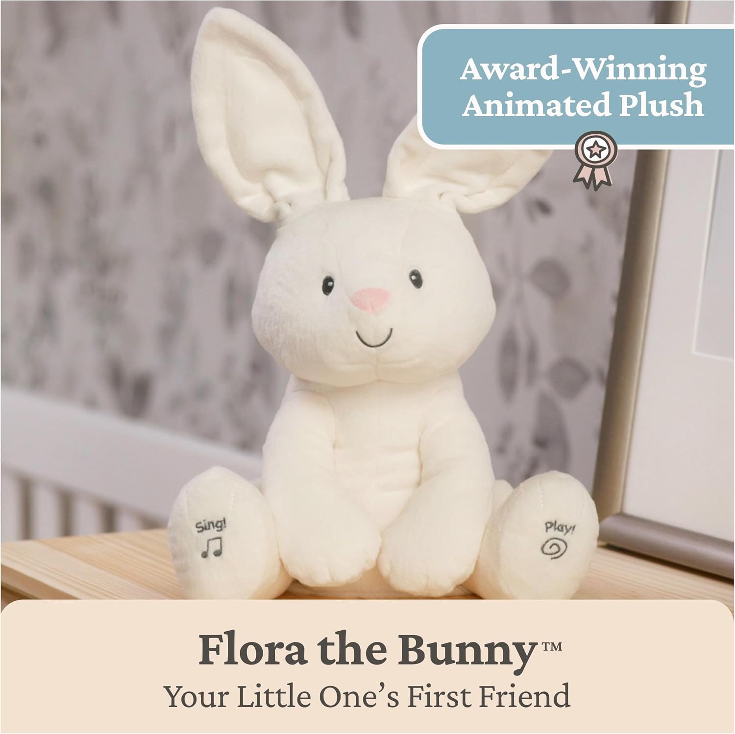 GUND Baby Flora the Bunny Animated Plush, Singing Stuffed Animal Toy for Ages 0 and Up, Cream, 12" (Styles May Vary)