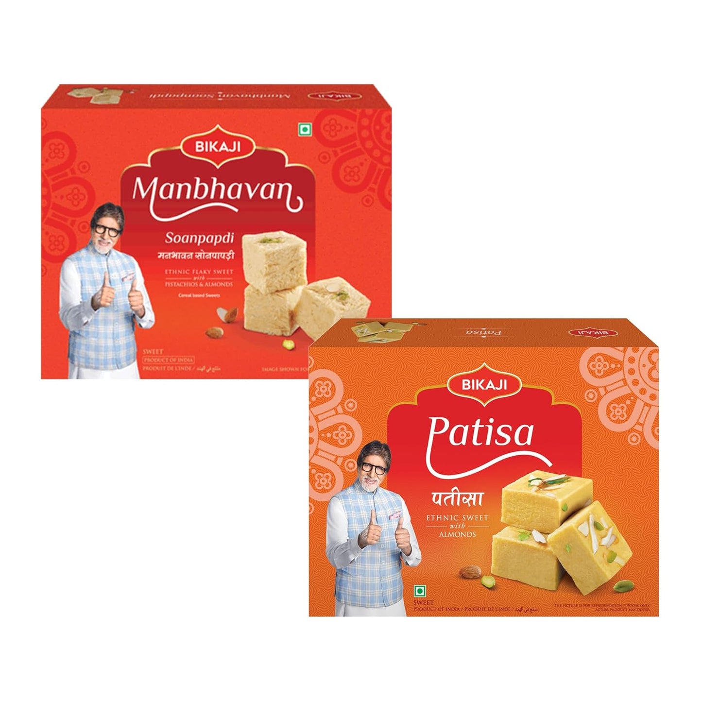 Patisa 400G & Soan Papdi Manbhawan 450G Combo | Ready to Eat Indian Namkeen | Crunchy Bar Snack, Tea-Time Munchies & Party Mix | Authentic Munching Pack for Sharing & Everyday Snacking