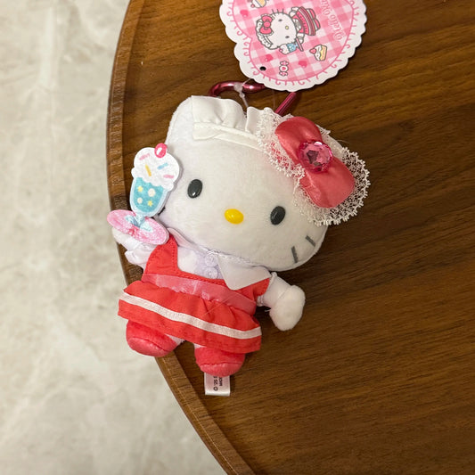 Maid Dessert Series Hello Kitty Plush Doll Toy Keychain Maid Loli Lace Black Skirt Kitty Cat Stuffed Plushies Bag Pendant