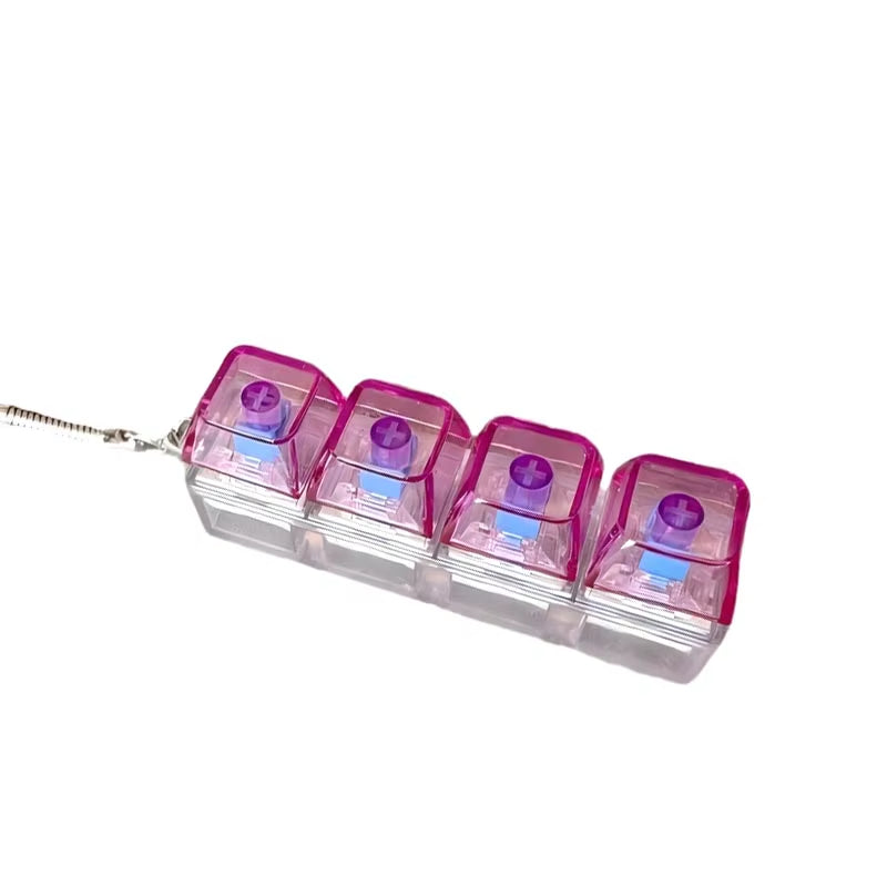 LED Keyboard Keychain Fidget Toys Crystal Clicker Sensory Toy for Stress Relief Keyboard Keychain Fidget Gadget for Adults Kids