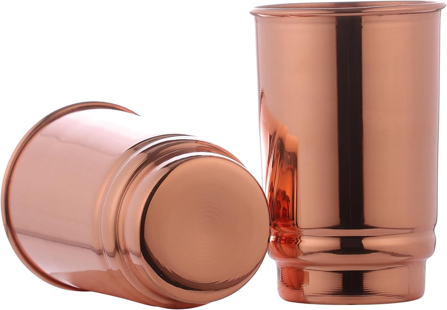 Copper Tumbler Set of 2 - Pure Copper Drinking Tumbler for Water, Ayurvedic Copper Tumbler for Daily Use, Glossy Finish, 11.83 Oz (350 Ml)