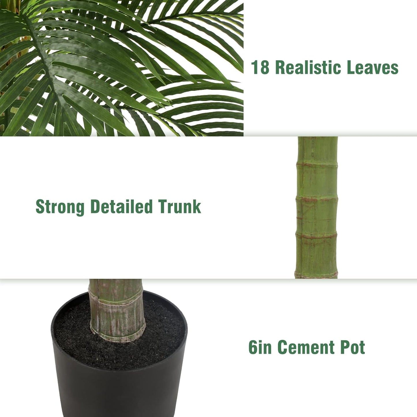 Palm Tree Artificial Tropical Plant 5FT Tall Faux Plants Indoor Fake Floor Plants Decorative Palm Tree Large Office Plant Artificial Palm Trees for Home House Decor