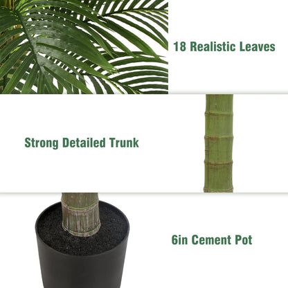 Palm Tree Artificial Tropical Plant 5FT Tall Faux Plants Indoor Fake Floor Plants Decorative Palm Tree Large Office Plant Artificial Palm Trees for Home House Decor