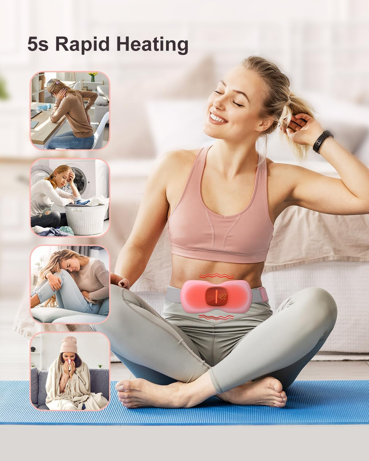 Heating Pad for Period Cramps, Portable Menstrual Heating Pad, Period Pain Relief Heated Pad, Back or Belly Heating Belt, for Her Women Girl Friend Wife