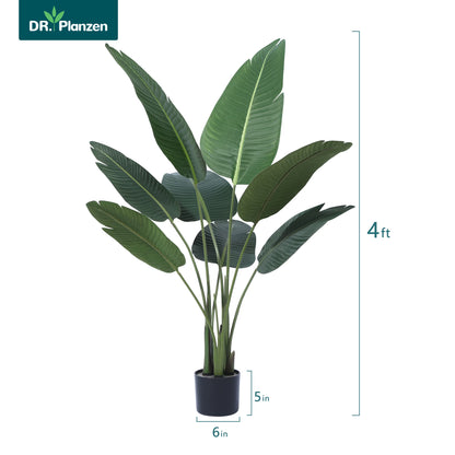 4 Feet Artificial Bird of Paradise Plant Fake Tropical Palm Tree for Indoor Outdoor, Perfect Faux Plants for Home Garden Office Store Decoration
