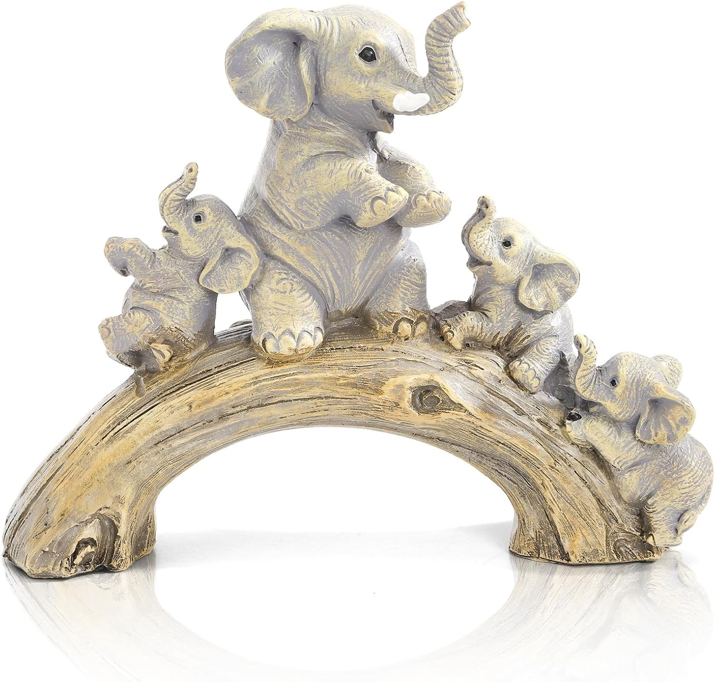 Elephant Statue Home Decor, Cute Resin Elephants Figurine, Good Luck Elephant Gift for Women Mother'S Day, Rustic Elephants Shelf Ornament Trunk up for Living Room Bedroom Office
