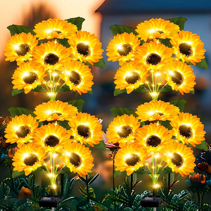 Solar Lights Outdoor Decor - Upgraded,Solar Sunflower Lights,Waterproof Solar Outdoor Lights Auto On/Off Solar Decorative Lights