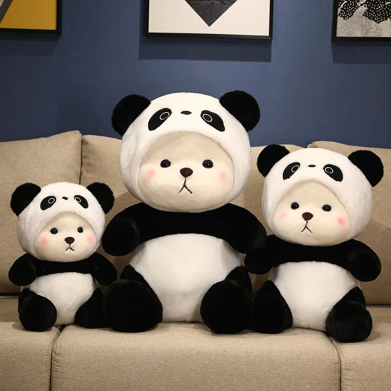 25-60Cm Giant Teddy Bear Cosplay Panda Dinosaur Chick Bunny Pig Kawaii Hooded Cartoon Animals Plushie Pillow Sit Kids Birthday