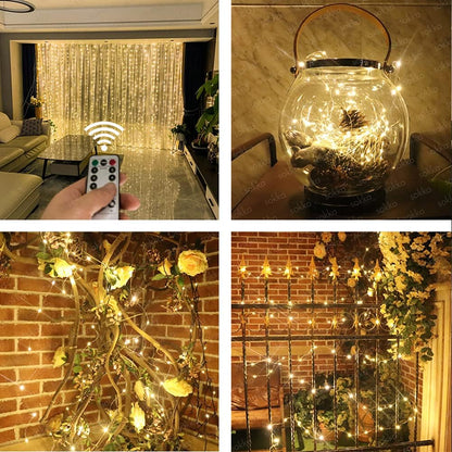 Window Curtain String Lights,300Pcs LED String Lights Curtain Lights Indoor Outdoor Lights for Christmas String Lights for Bedroom USB Charging White