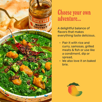 Mango Chutney - 9 Ounces - Made with Ripe Mangos, Golden Raisins, Fresh Ginger, Garam Masala, and Lemon Juice for a Nice Sour Note - Vegan - No Artificial Additives