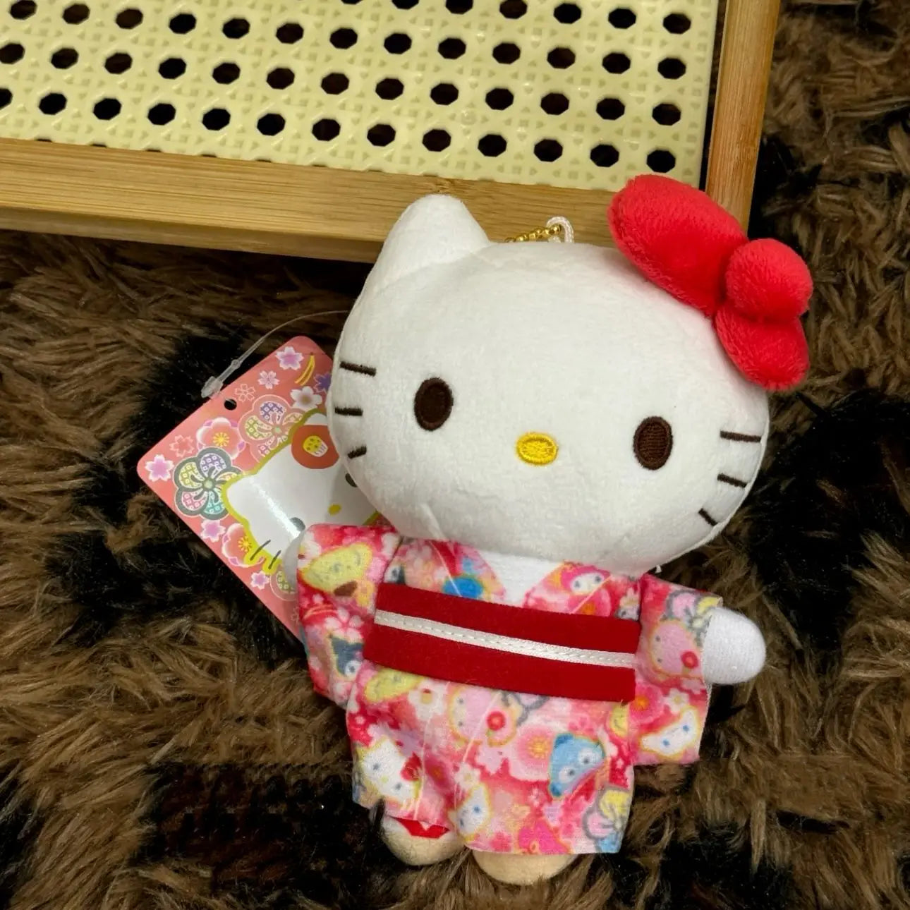 Hello Kitty Kimono Series Plush Keychain Cute Floral Japanese Style Kimono Plush Doll Pendant for Girl'S Bag Decor Kawaii Gifts