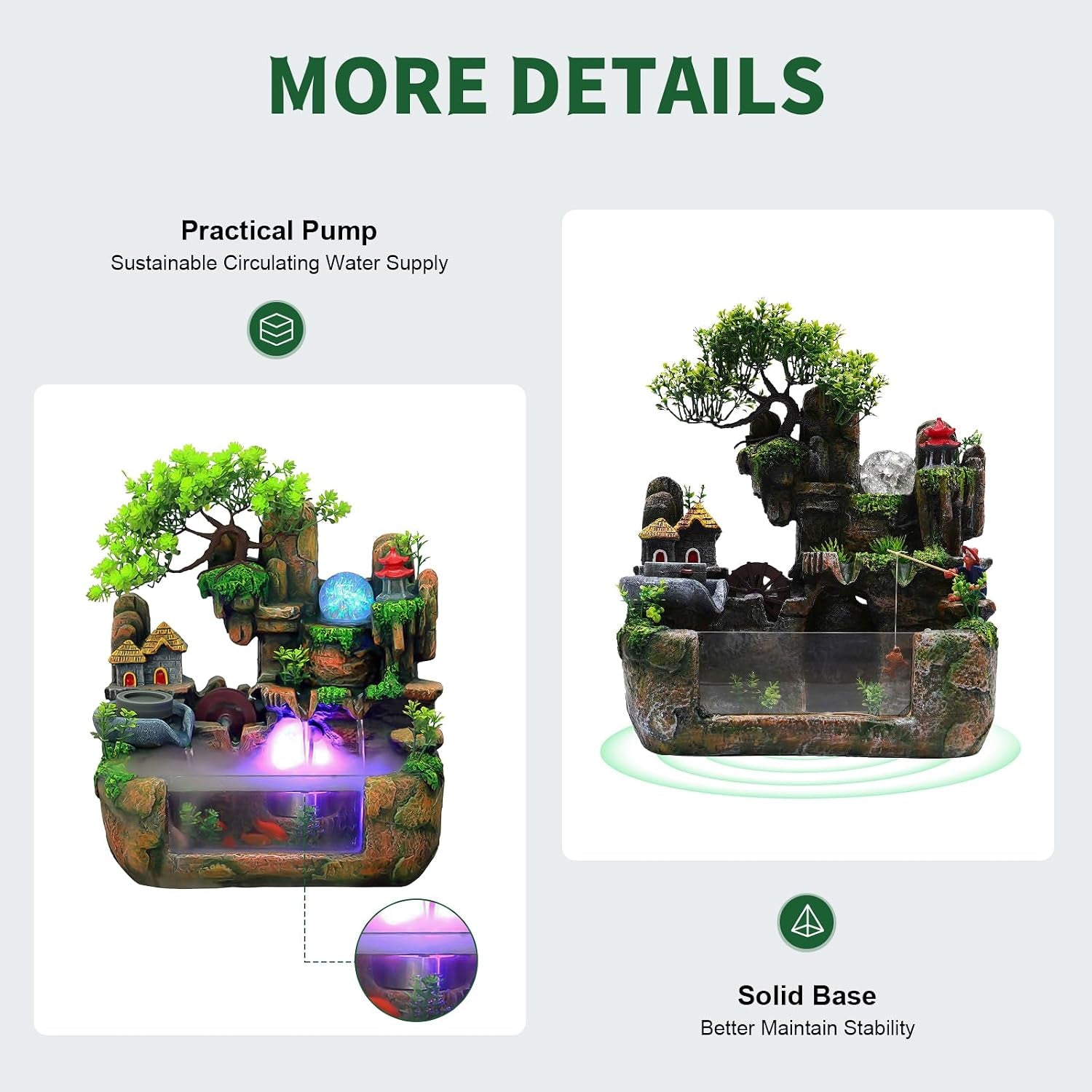 Tabletop Fountains Indoor Relaxation Desktop Fountain Waterfall, Water Fountains Indoor Waterfall Feature with Automatic Pump, Desktop Waterfalls for Home Office Bedroom Desk