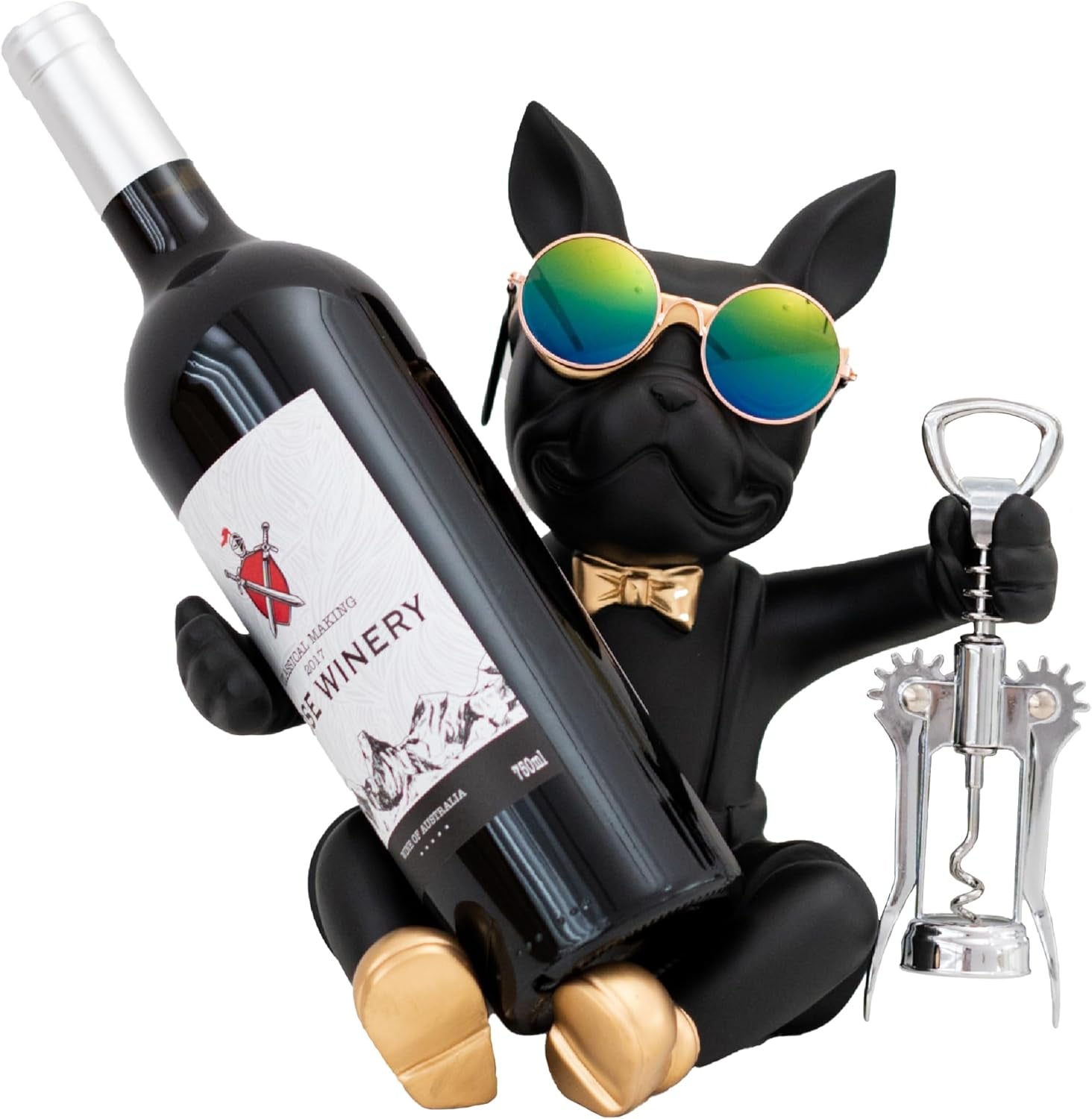 Juju Bulldog Wine Bottle Holder - Wine Holder Countertop - Unique Home Decor Bottle Organizer - Bulldog Decor
