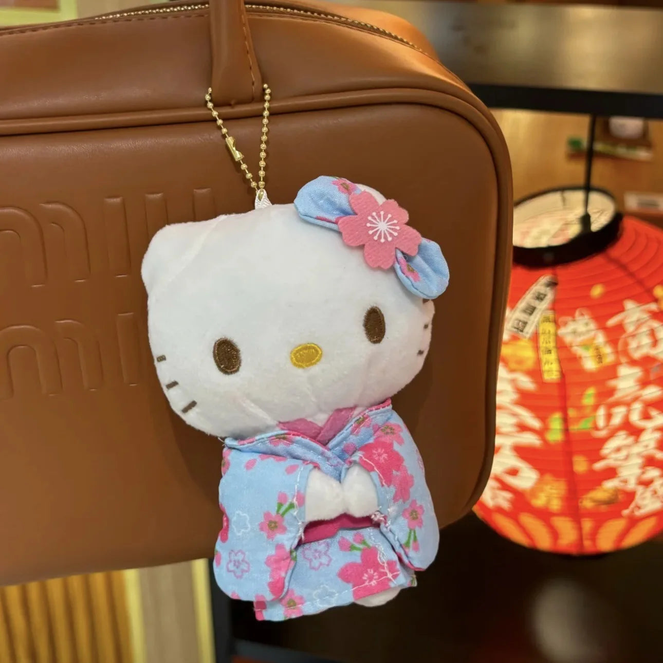Hello Kitty Kimono Series Plush Keychain Cute Floral Japanese Style Kimono Plush Doll Pendant for Girl'S Bag Decor Kawaii Gifts