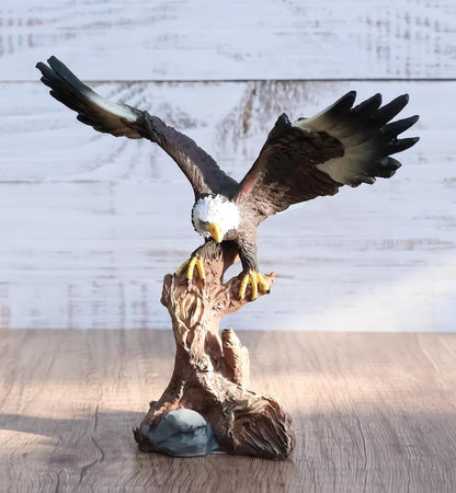 Ebros 7" Tall Bald Eagle Descending on Tree Branch Decorative Figurine as Patriotic Home and Office Decor Perching Eagles Wings of Glory American Emblem Freedom Statues and Figurines