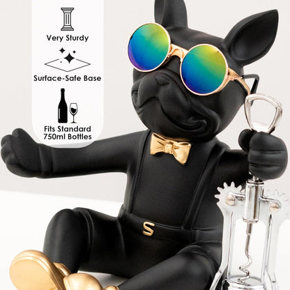 Juju Bulldog Wine Bottle Holder - Wine Holder Countertop - Unique Home Decor Bottle Organizer - Bulldog Decor