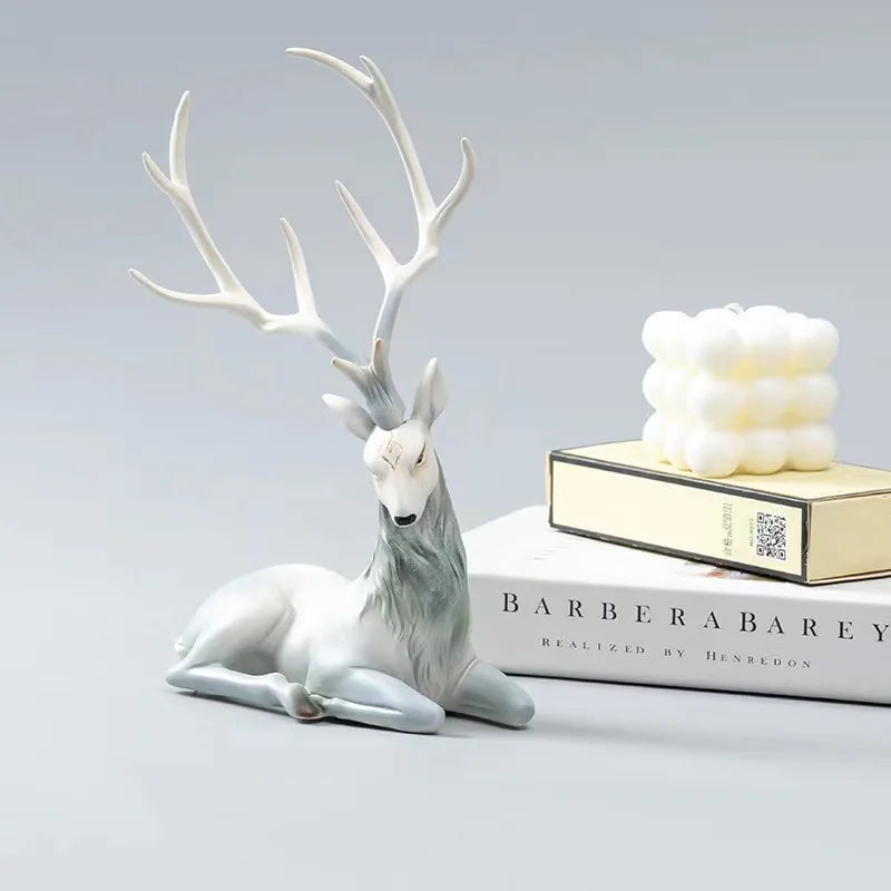 High End Deer Statue Reindeer Figurines Resin Sculpture for Living Room Luxury Home Decoration Nordic Tabletop Ornaments New