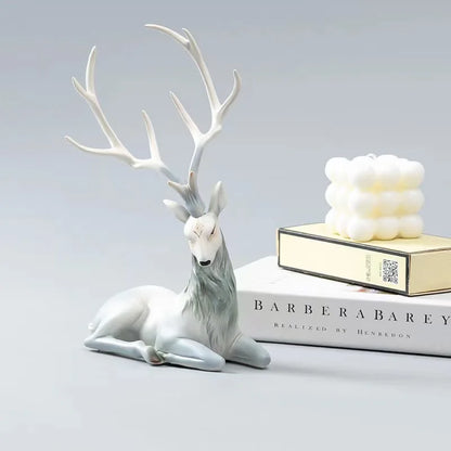 High End Deer Statue Reindeer Figurines Resin Sculpture for Living Room Luxury Home Decoration Nordic Tabletop Ornaments New
