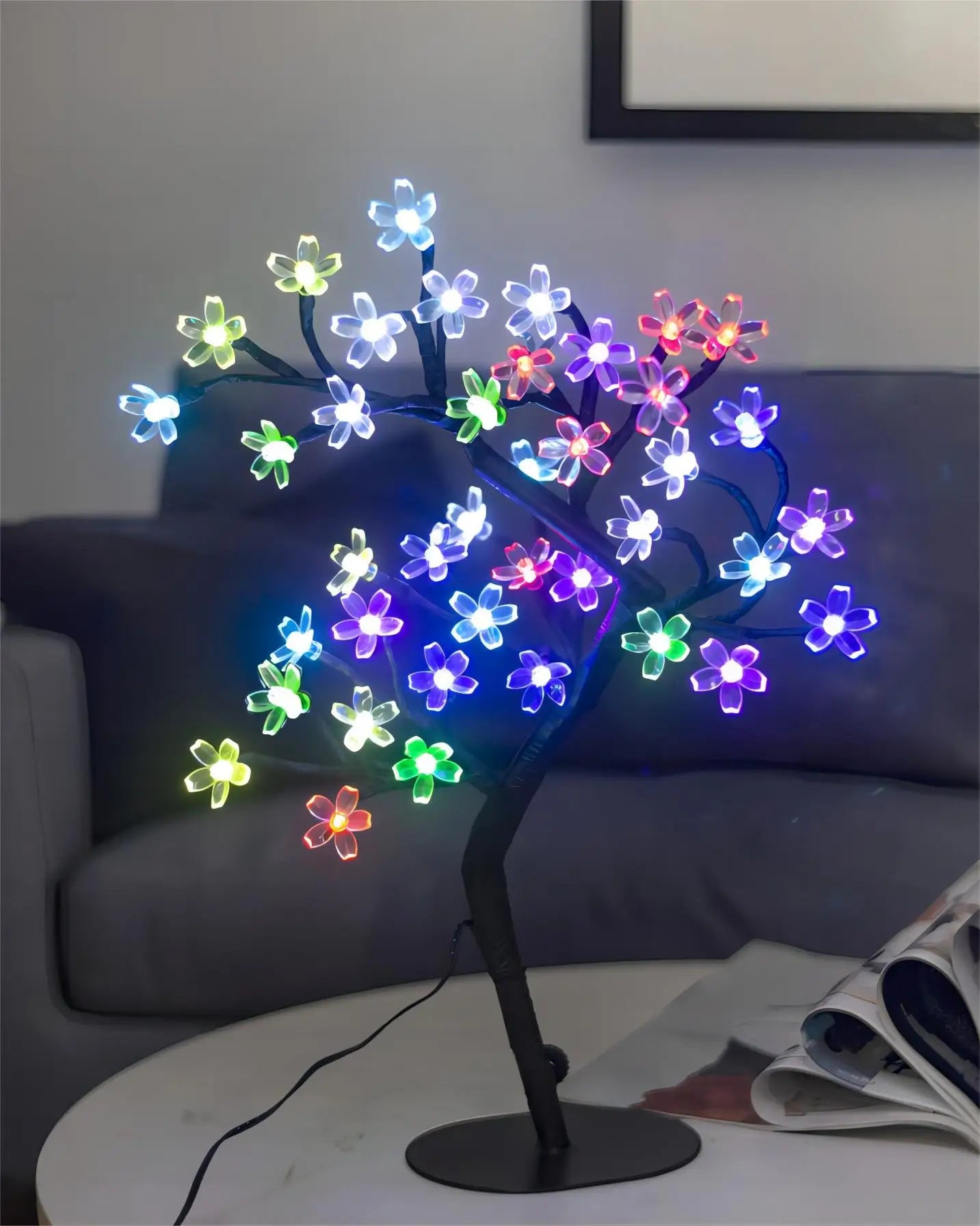 Cherry Blossom Tree Light,17Inch 40LED Lighted Tabletop Artificial Flower Bonsai Tree Lamp USB Powered Gifts for Home Decor