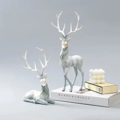 High End Deer Statue Reindeer Figurines Resin Sculpture for Living Room Luxury Home Decoration Nordic Tabletop Ornaments New