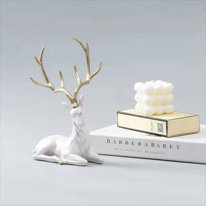High End Deer Statue Reindeer Figurines Resin Sculpture for Living Room Luxury Home Decoration Nordic Tabletop Ornaments New