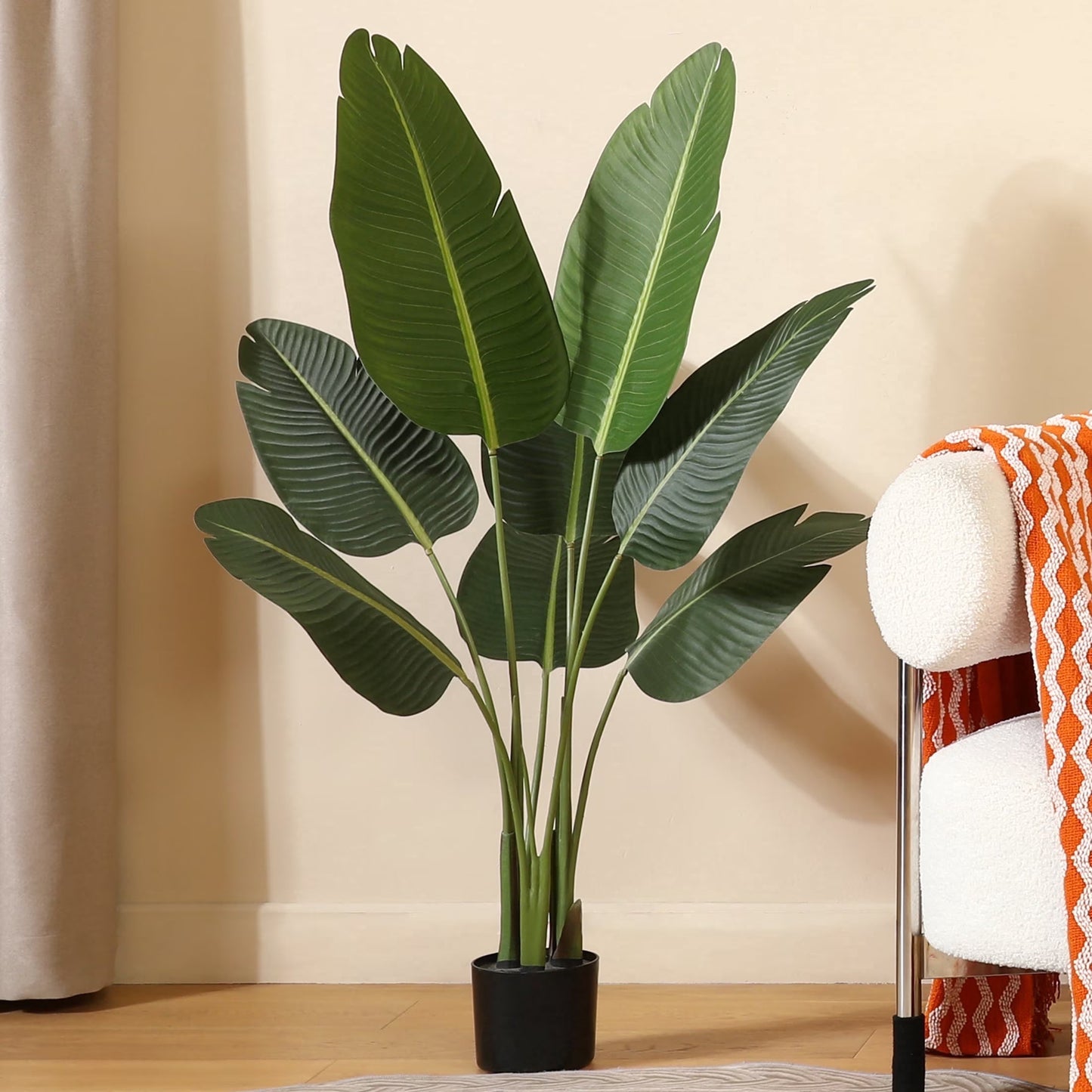 4 Feet Artificial Bird of Paradise Plant Fake Tropical Palm Tree for Indoor Outdoor, Perfect Faux Plants for Home Garden Office Store Decoration