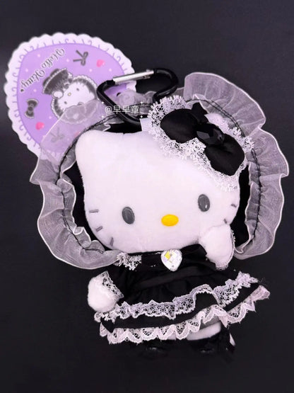 Maid Dessert Series Hello Kitty Plush Doll Toy Keychain Maid Loli Lace Black Skirt Kitty Cat Stuffed Plushies Bag Pendant