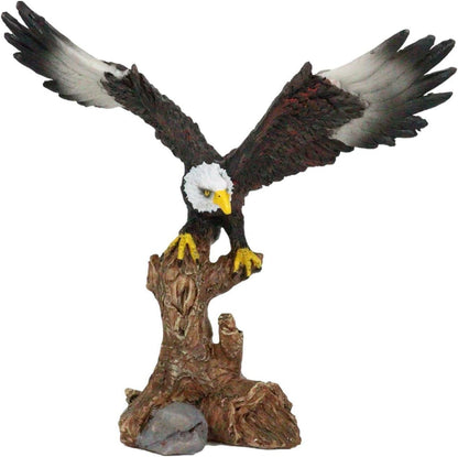Ebros 7" Tall Bald Eagle Descending on Tree Branch Decorative Figurine as Patriotic Home and Office Decor Perching Eagles Wings of Glory American Emblem Freedom Statues and Figurines