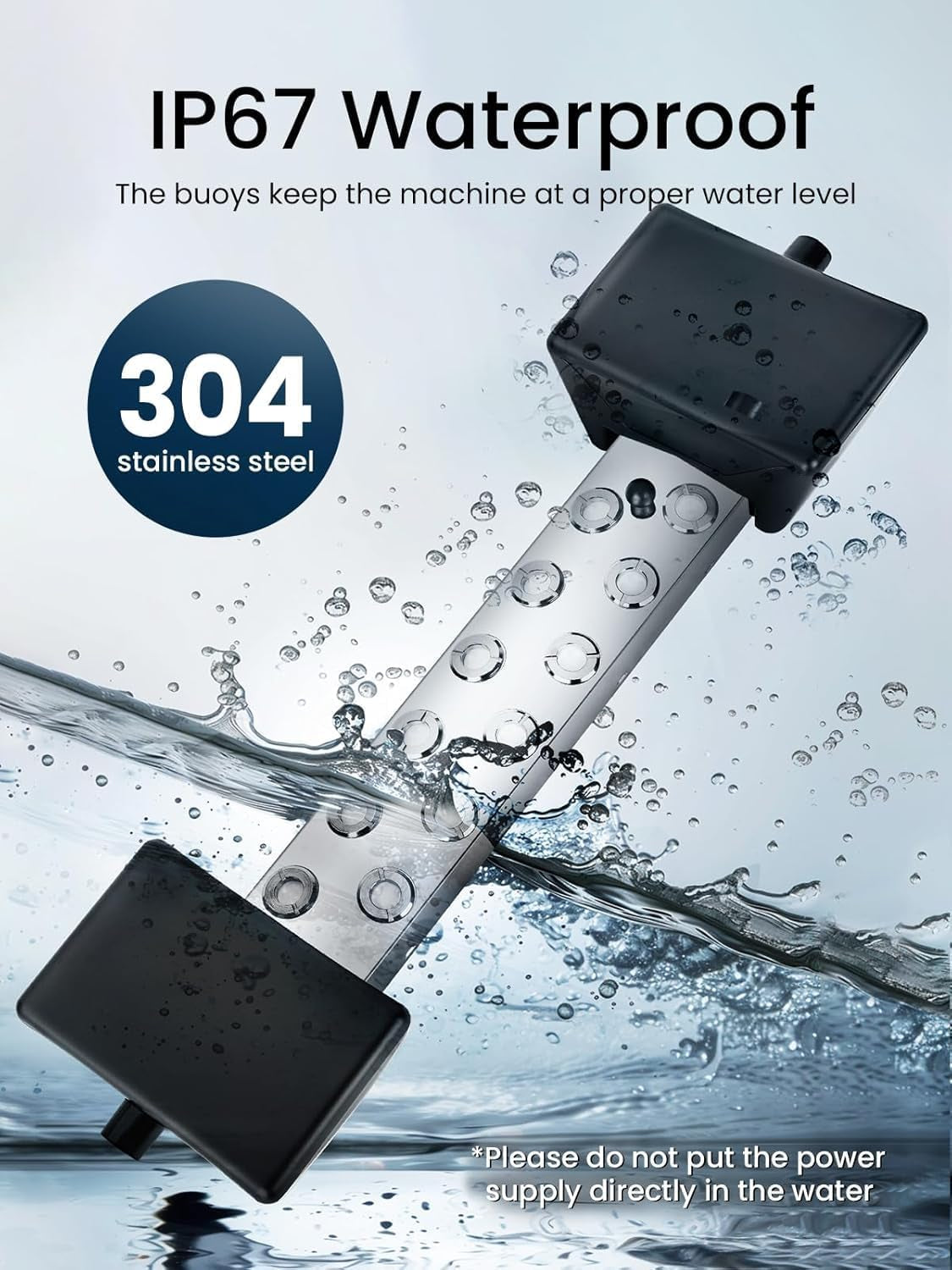 12 Head Ultrasonic Mist Maker, 9000Ml/H Ultrasonic Fogger, Pond Fogger with Float Buoy, IP67 Waterproof Mist Maker for Pond, Greenhouse, Water Fountain, Garden and Halloween Decoration