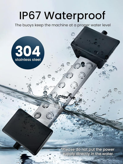 12 Head Ultrasonic Mist Maker, 9000Ml/H Ultrasonic Fogger, Pond Fogger with Float Buoy, IP67 Waterproof Mist Maker for Pond, Greenhouse, Water Fountain, Garden and Halloween Decoration