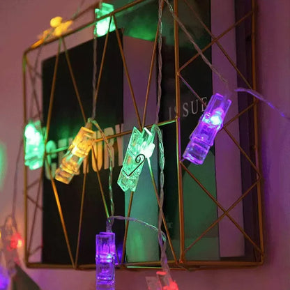 Photo Clip String Lights Warm Fairy Lights String Hangs Festoon Lights Outdoor Garland Lights Battery Wedding Decoration Lights