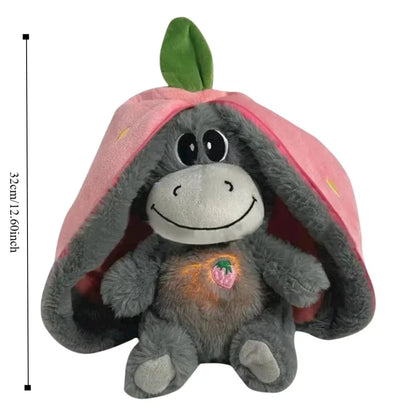 Creative 12.6Inch Luminous Breathing Doll Plush Strawberry Breathing Stuffed Doll Soft Donkey Cartoon Plush Doll Birthday Gift