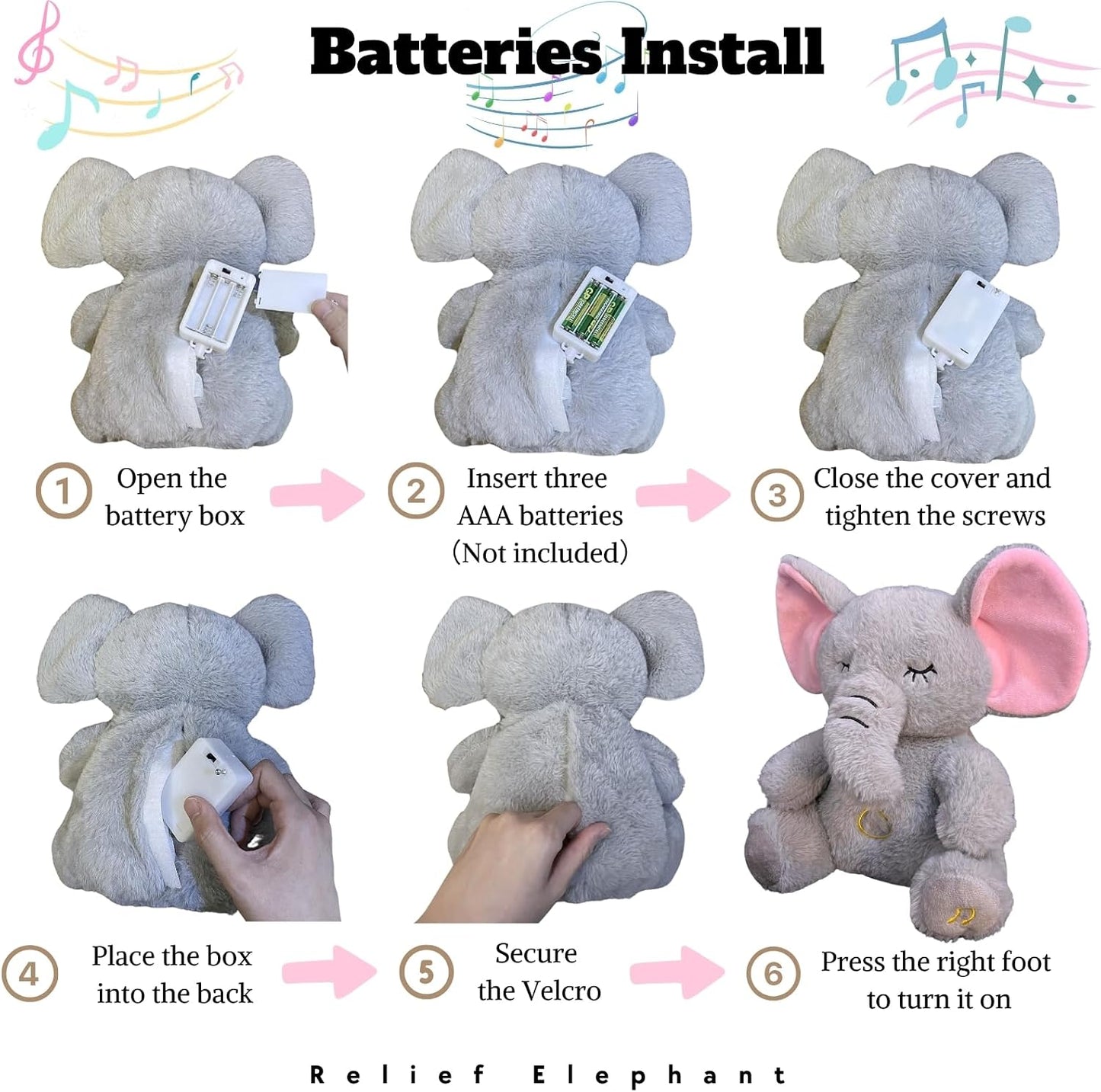 Anxiety Relief Koala Elephant, Breathing Teddy Anxiety Bear with Calming Music, Lights, Sleeping Otter Plush, Soothing Elephant for Adults & Kids, Stress Relief Stuffed Animal