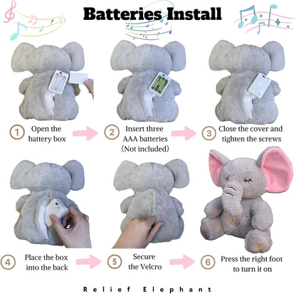 Anxiety Relief Koala Elephant, Breathing Teddy Anxiety Bear with Calming Music, Lights, Sleeping Otter Plush, Soothing Elephant for Adults & Kids, Stress Relief Stuffed Animal