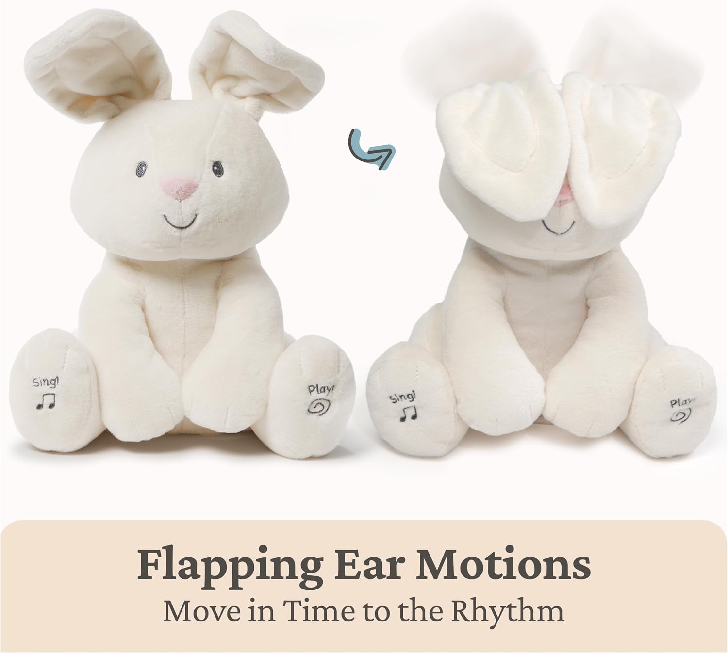 GUND Baby Flora the Bunny Animated Plush, Singing Stuffed Animal Toy for Ages 0 and Up, Cream, 12" (Styles May Vary)