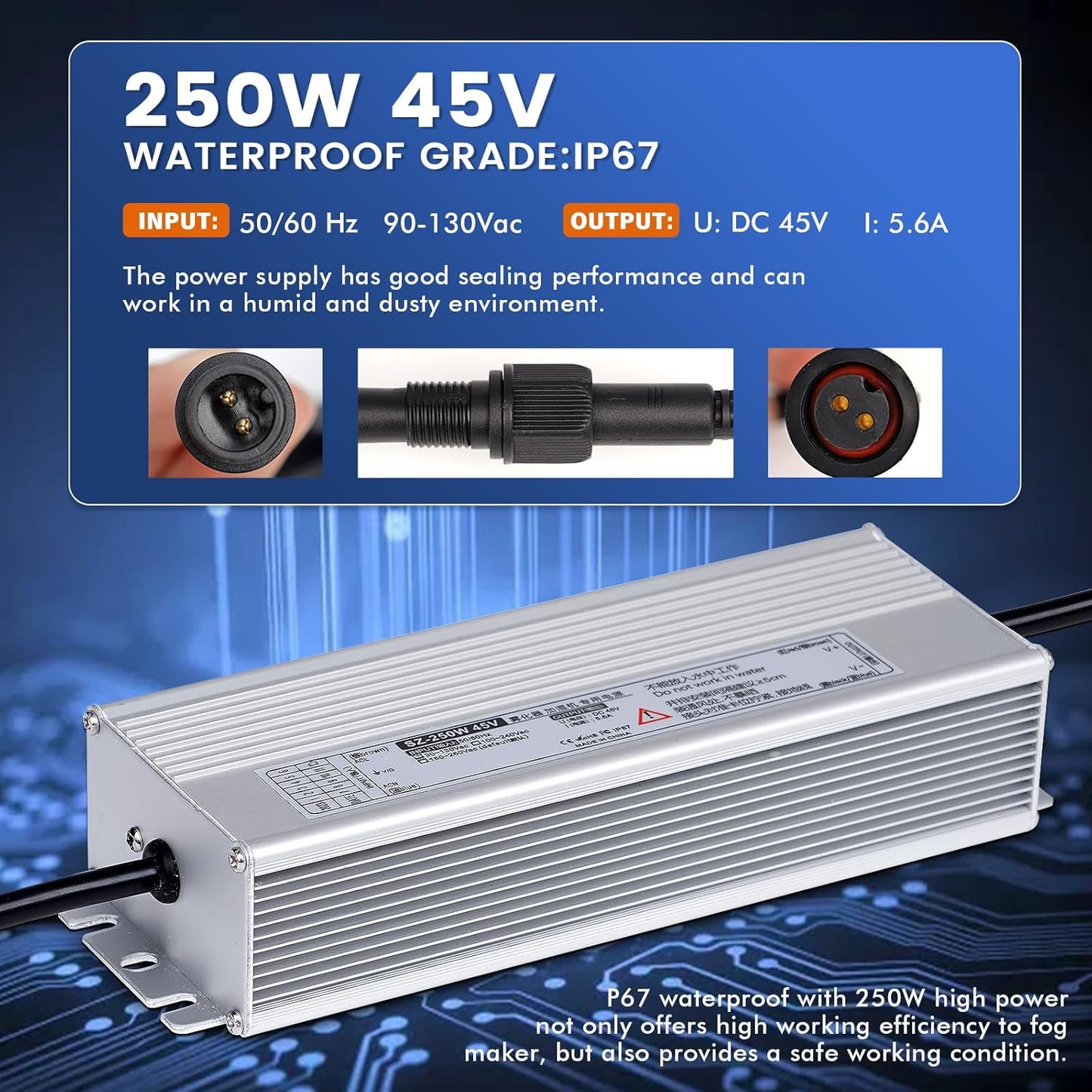 Ultrasonic Mist Maker 6 Head, 4500Ml/H Pond Fogger with 250W Power Supply, Buoy, Replacement Discs, for Pond, Garden, Rockery, Greenhouse,Mushroom Halloween Decoration (6 Heads)