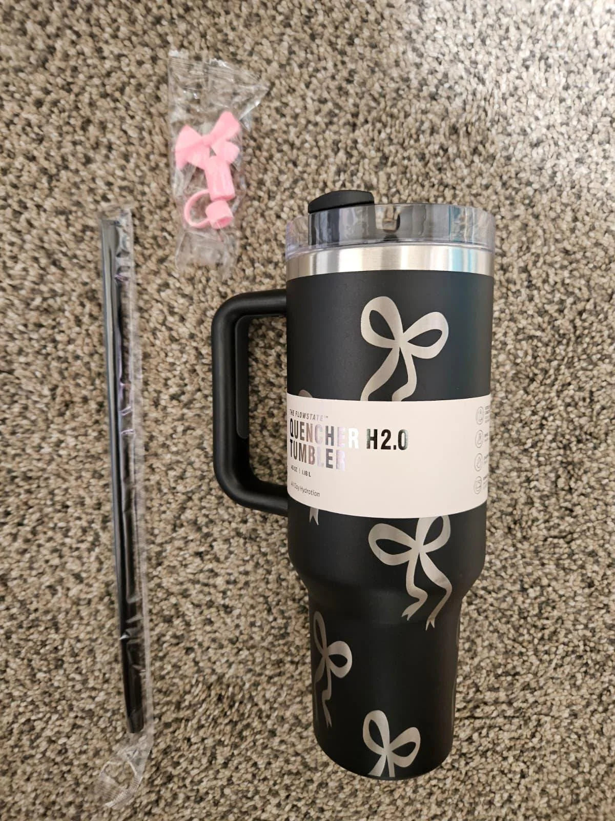 40Oz Engraved Ribbon Tumbler — Black