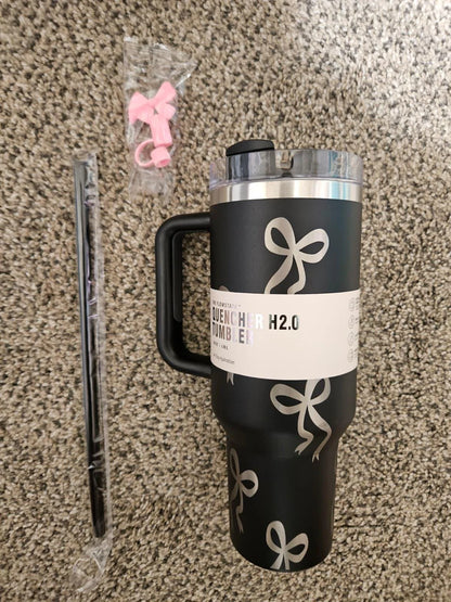 40Oz Engraved Ribbon Tumbler — Black