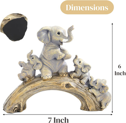 Elephant Statue Home Decor, Cute Resin Elephants Figurine, Good Luck Elephant Gift for Women Mother'S Day, Rustic Elephants Shelf Ornament Trunk up for Living Room Bedroom Office