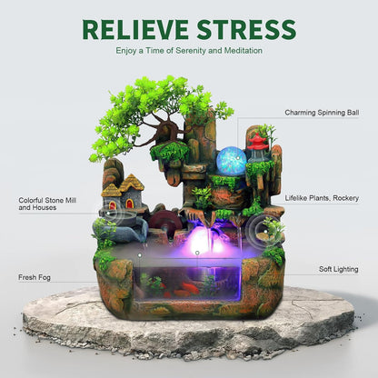 Tabletop Fountains Indoor Relaxation Desktop Fountain Waterfall, Water Fountains Indoor Waterfall Feature with Automatic Pump, Desktop Waterfalls for Home Office Bedroom Desk