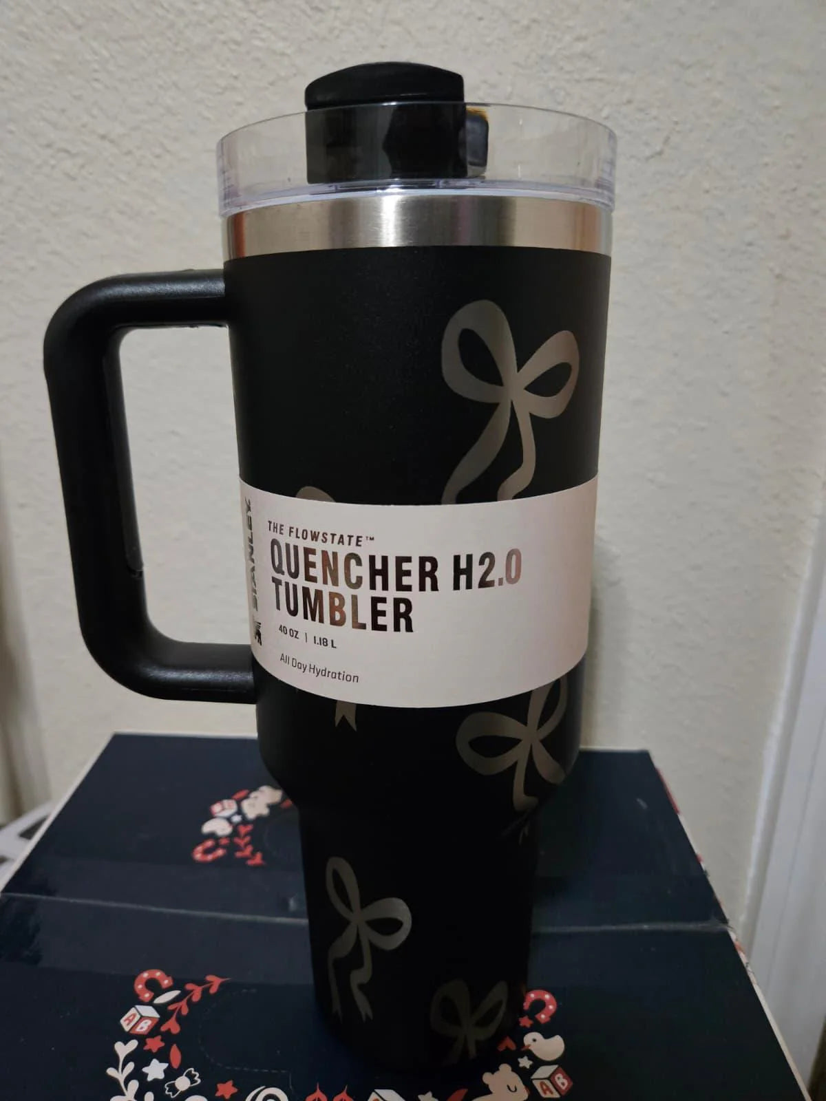 40Oz Engraved Ribbon Tumbler — Black
