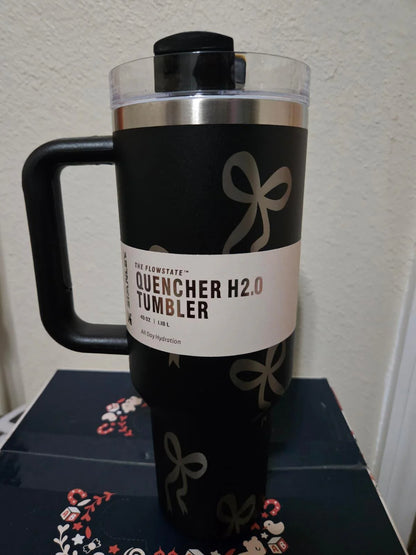 40Oz Engraved Ribbon Tumbler — Black